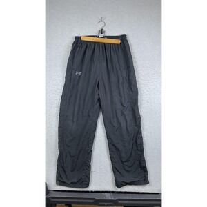 Under‎ Armour Track Pants Mens Large Black Lined Warm Up Wind Pants Ankle Zip